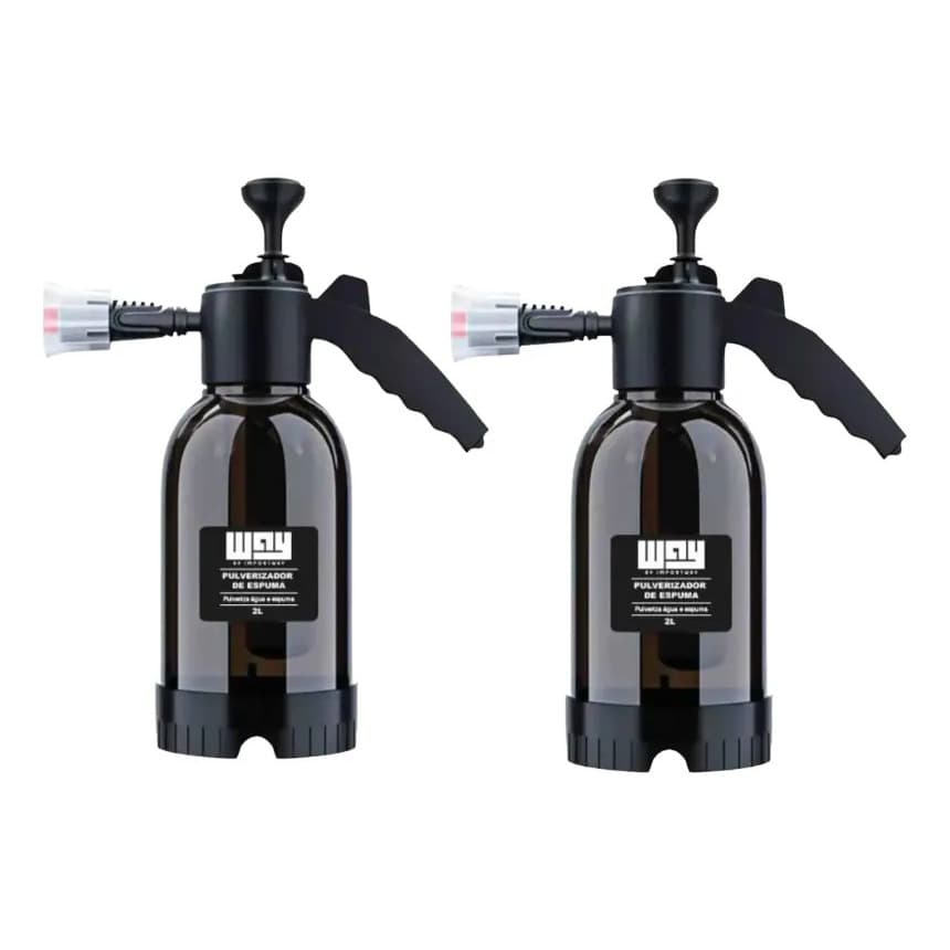 Kit2 Pulverizadores De Espuma Snow Manual 2 Litros Lava Auto Preto