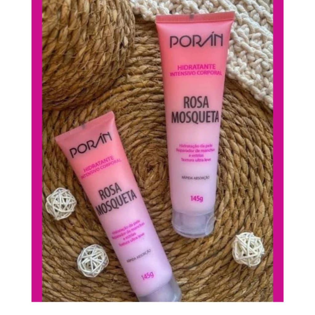 Creme Hidratante Corporal Rosa Mosqueta CLAREADOR Manchas Pernas Axila Estrias 145G Poran