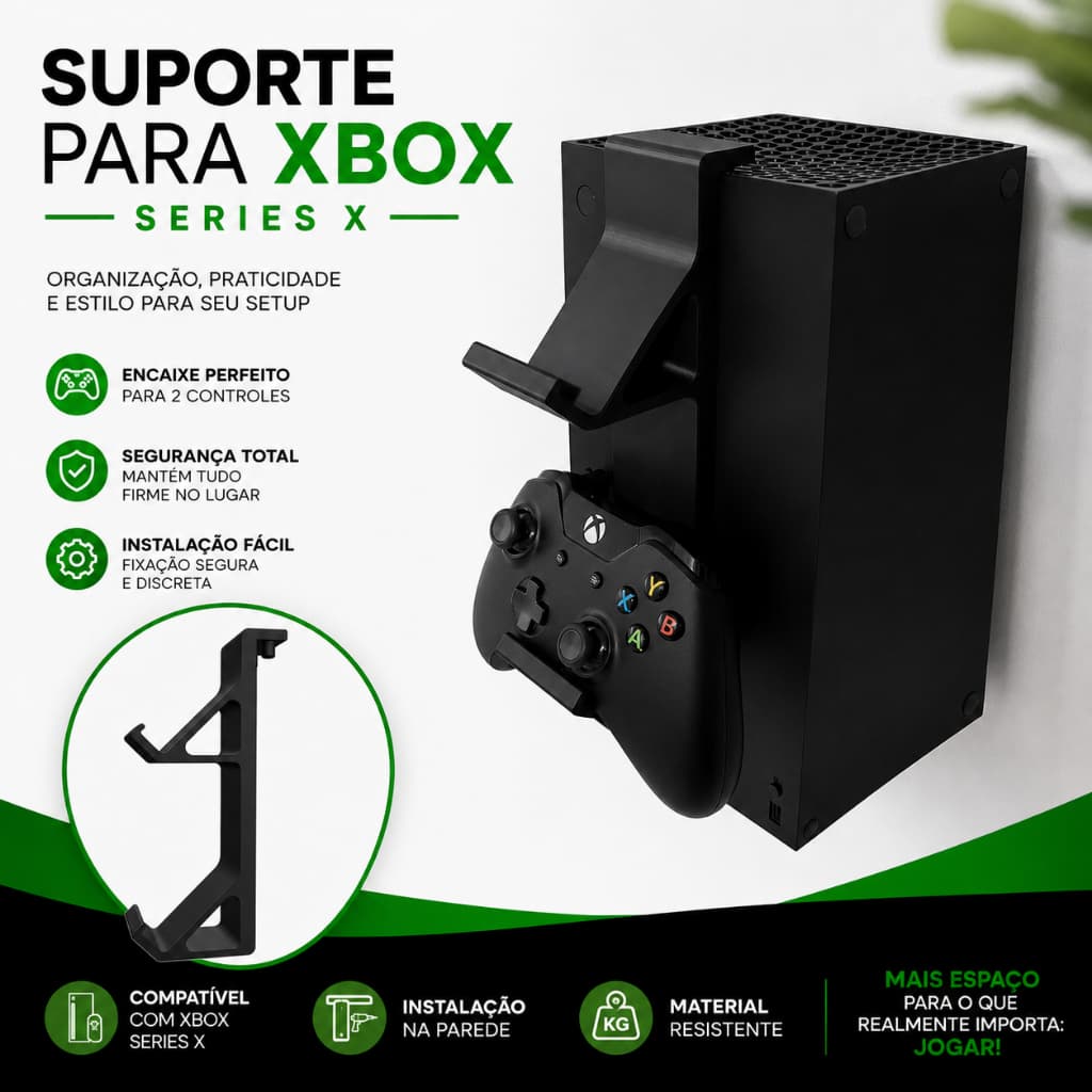 Suporte Controle e para Xbox Series X – Controle e Headset | Minimalista, Resistente e Prático