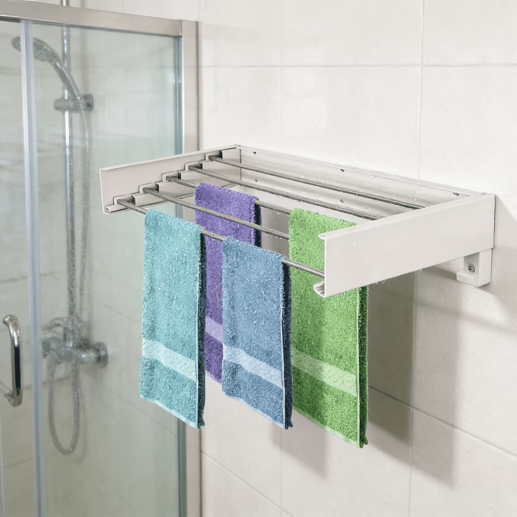 Varal de Parede Retrátil 80cm Dobrável Alumínio Resistente Lavanderia Apartamento Pequeno Cores Sortidas