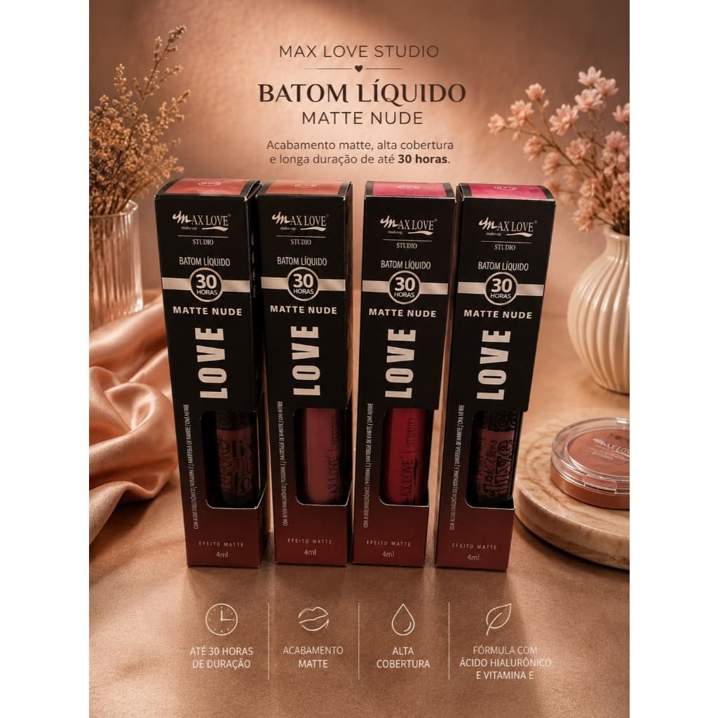 Batom Líquido Matte Nude Max Love 30 Horas