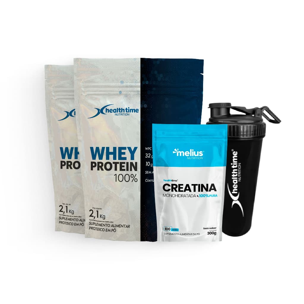 2x Whey Protein 100% 2,1kg (4,2kg) + Creatina 300gr + Brinde