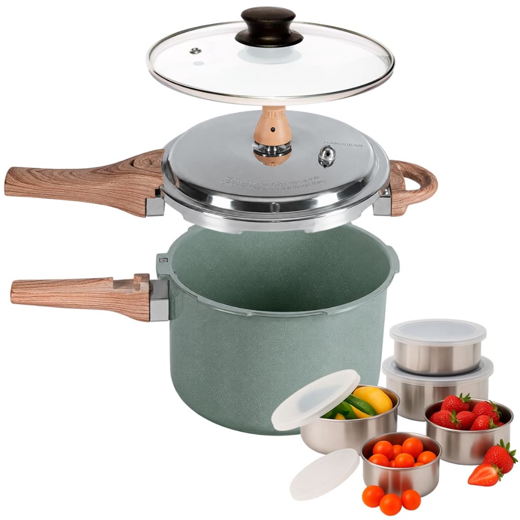 Panela de Pressão 2 em 1 Brinox 4,2L Ceramic Life Botanika Indução + Jogo de tigelas Inox 5 pçs