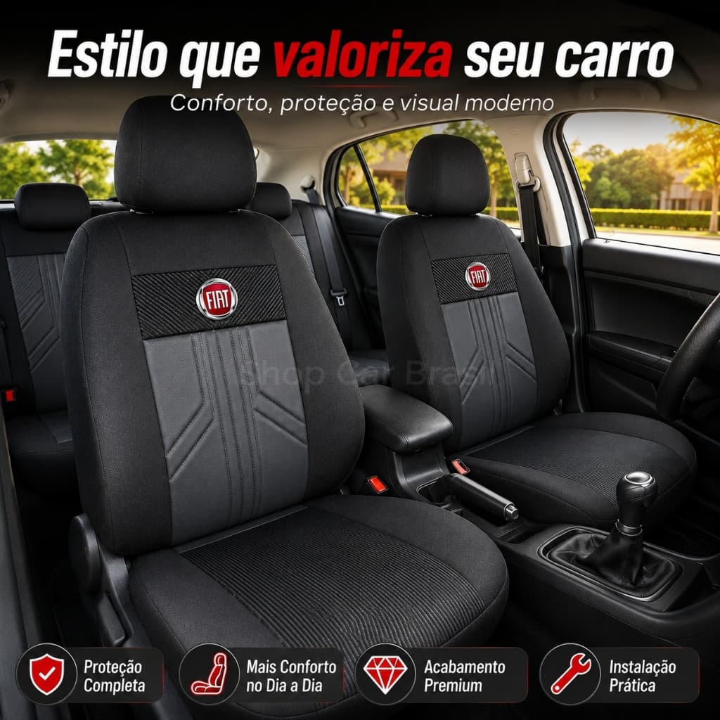 Capa De Banco Automotivo em Tecido Grosso /Couro Ecologico Carro Completo Fiat Uno Siena Palio Punto