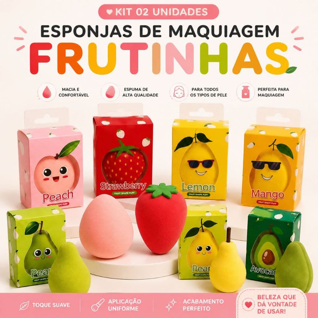 KIT 02 UND-ESPONJA DE MAQUIAGEM FRUTINHAS