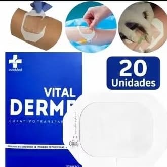 Curativo Filme Transparente Vital Derme - Impermeável e Respirável, 6cm x 7cm, 10 Unidades