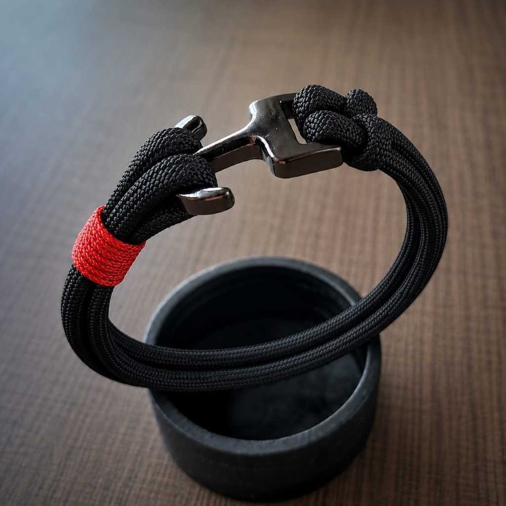 Pulseira Jiu Jitsu Paracord BJJ Faixa Preta Marrom Roxa Azul Branca fecho âncora STORM
