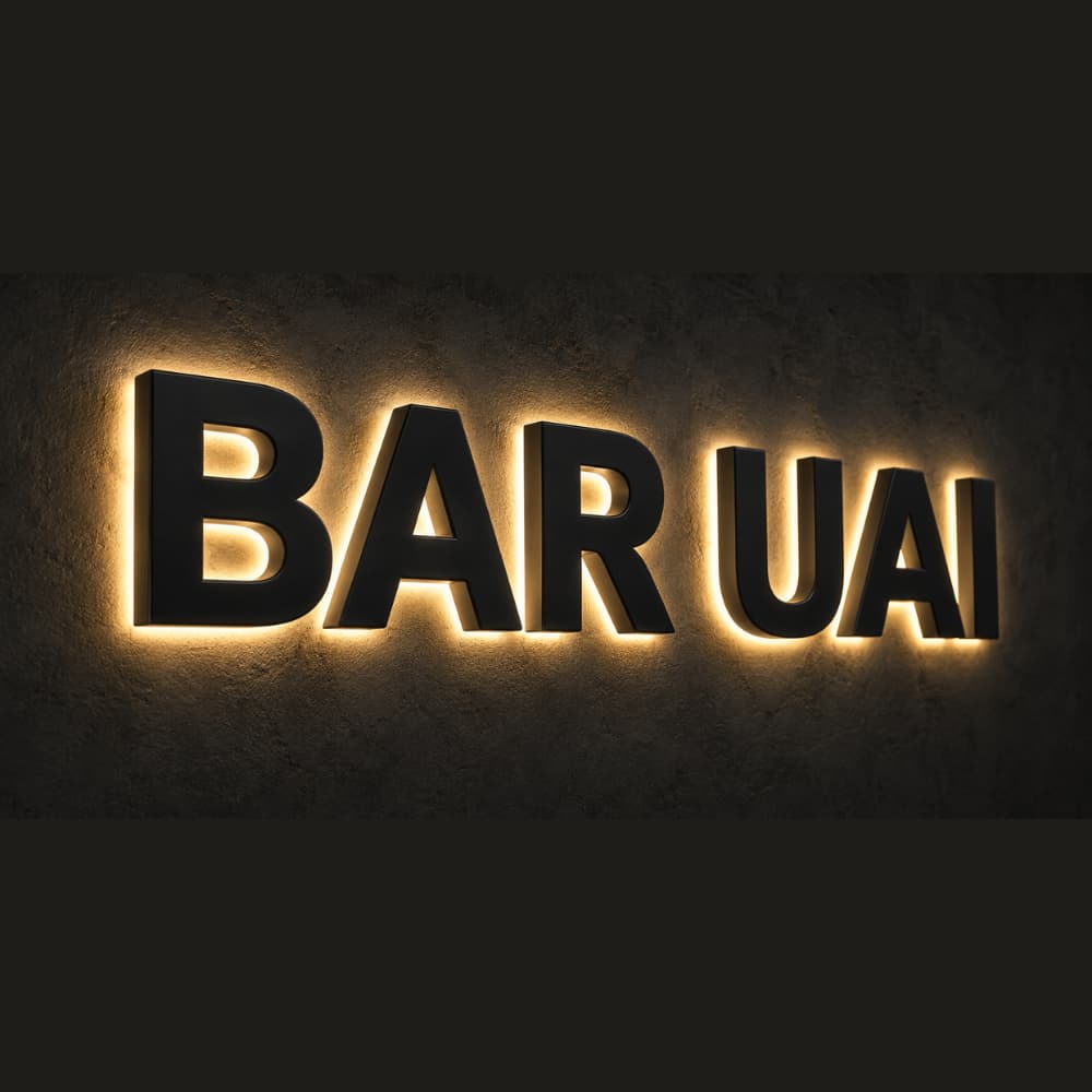 Letra Caixa PVC Expandido com LED Letreiro Luminoso Personalizado Para Fachada Loja BAR UAI