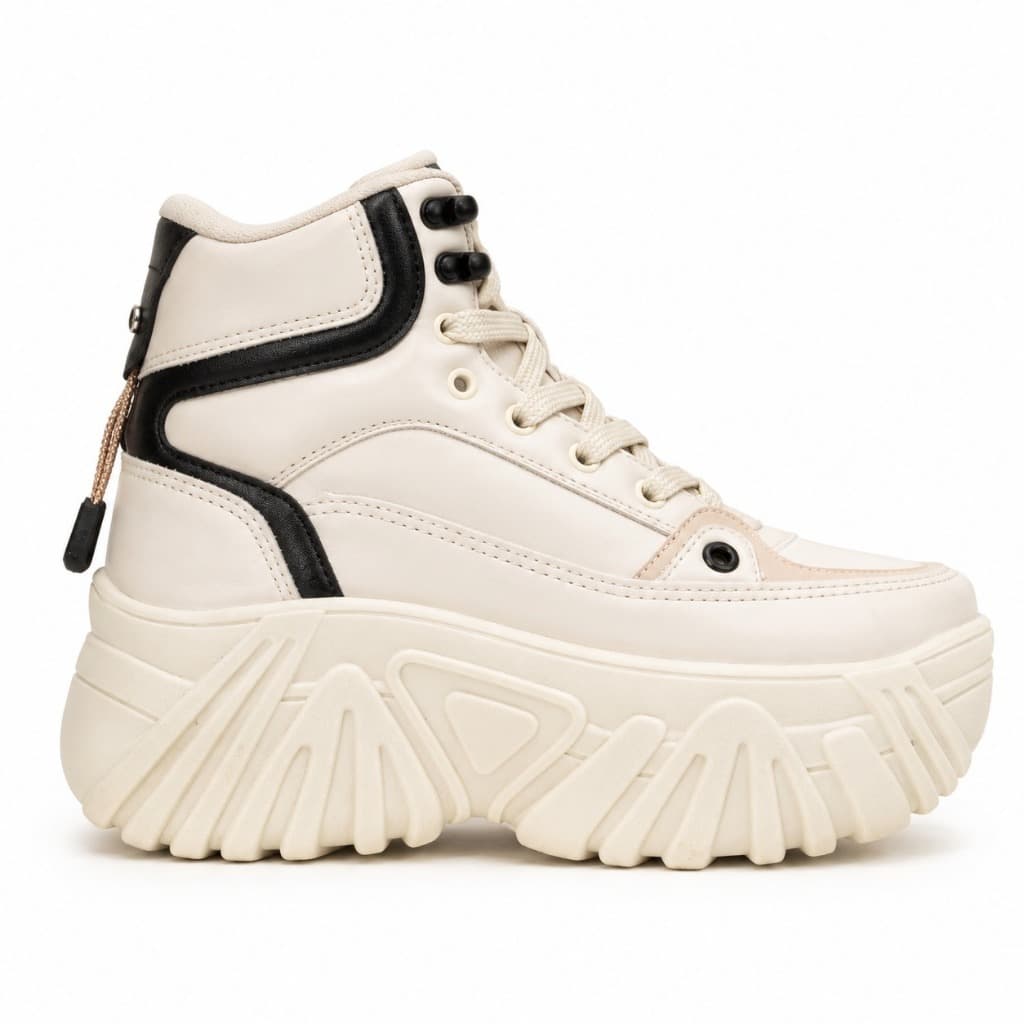 Bota Plataforma Feminina Sola Tratorada Lançamento Tendência Moda Fashion