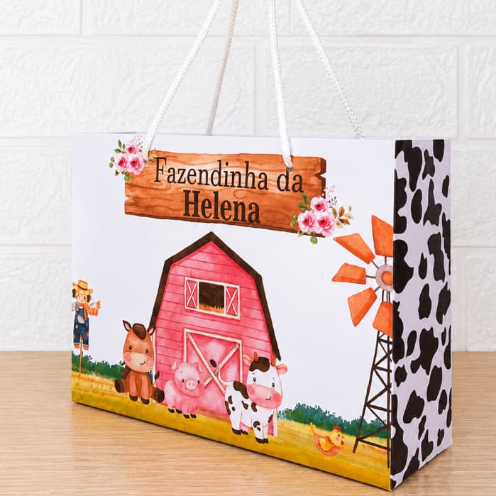 Sacolinha Personalizada Fazendinha Menina | Sacolinha PEGUE E MONTE | Aniversario da Fazendinha