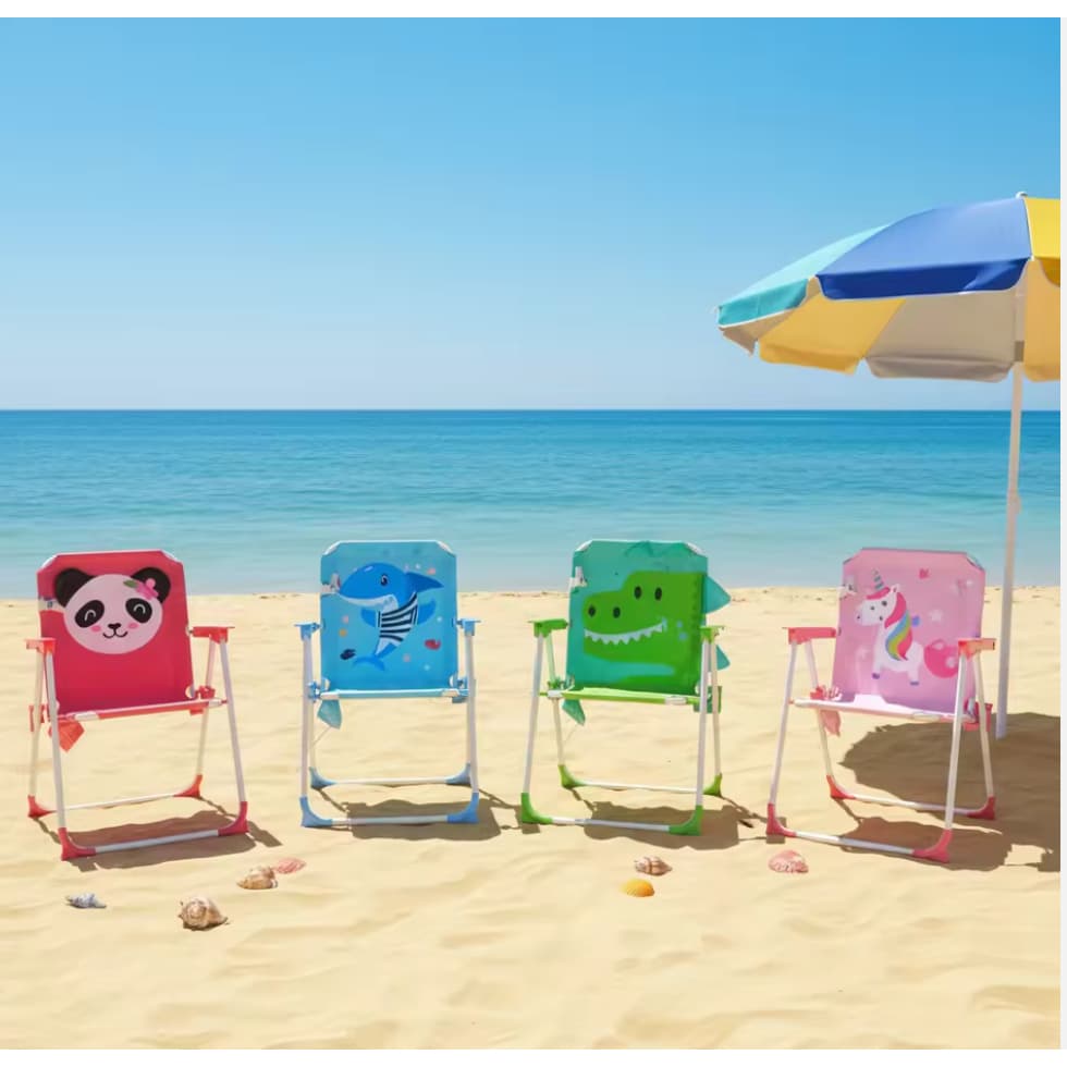 Cadeira Infantil Com Guarda Sol Até 35 kg Praia Dobrável Retrátil Criança Praia Piscina Lazer Casa