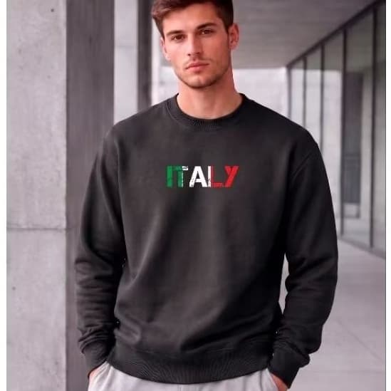 Moletom masculino blusa de frio Itália casaco masculino algodão moletons gola redonda blusa de frio manga comprida