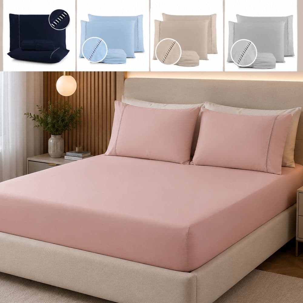 Jogo De Lençol De Cama Solteiro Casal Queen Percal 400 Fios Com Elástico Hotel Liso Antialérgico