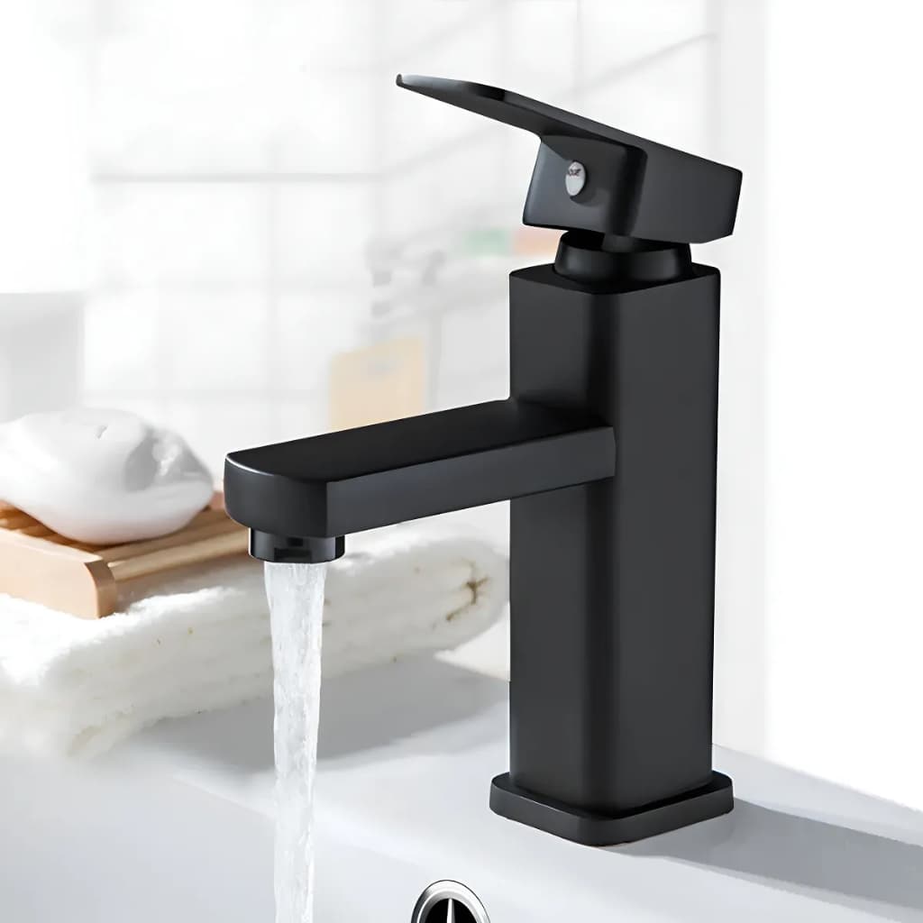Torneira Banheiro Monocomando Preta Fosca ABS Quente Frio Misturador Luxo Moderno
