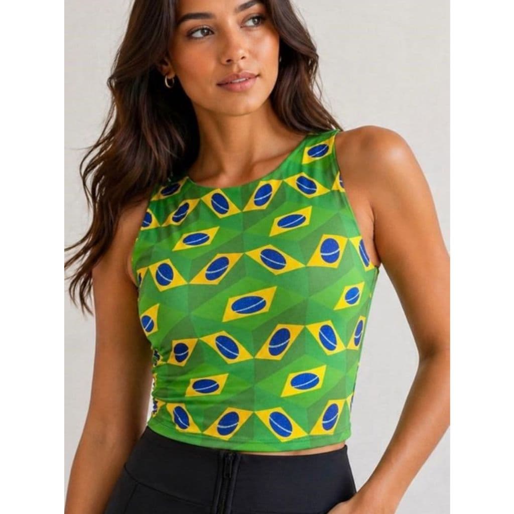 CROPPED FEMININA BRASIL BANDEIRAS BLUSINHA COPA 2026 FASHION TORCIDA