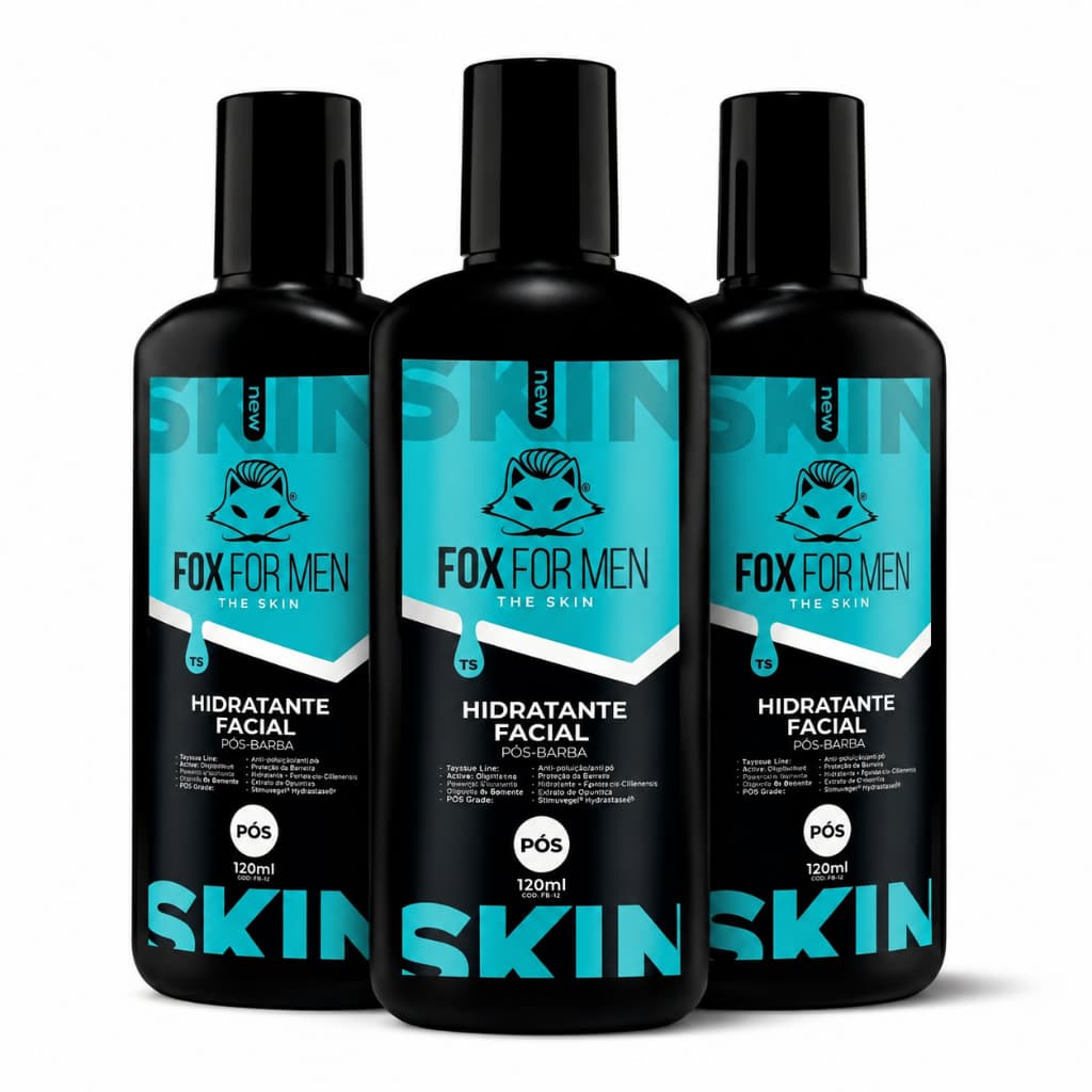 Hidratante Pós Barba 120g  Fox For Men Acalma Irritação Pele Macia  e Ação Antioxidante 3 Unidades