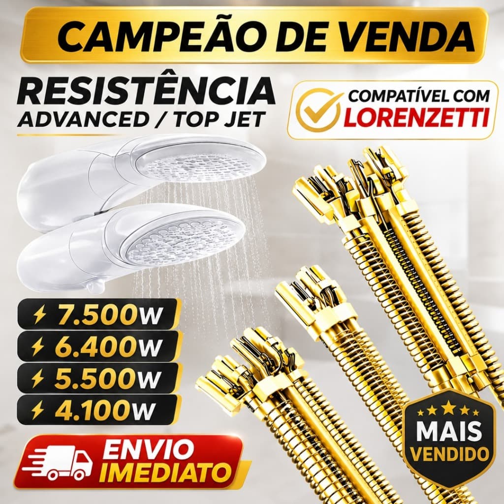 Resistência Ducha Advanced, Ducha Advanced Turbo, Advanced Top Jet Lorenzetti 110/220 6400/7500