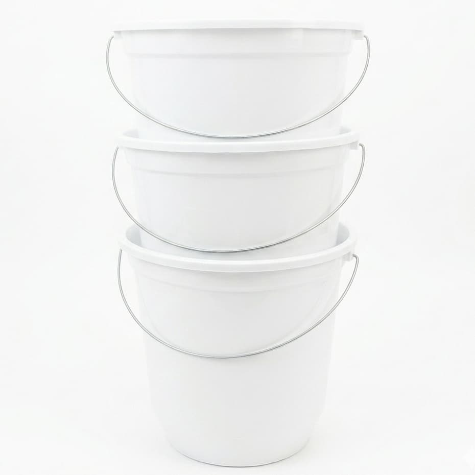 Kit Com 3 Baldes Plástico 7,5 Litros Branco Reforçado Limpeza Casa Lavanderia