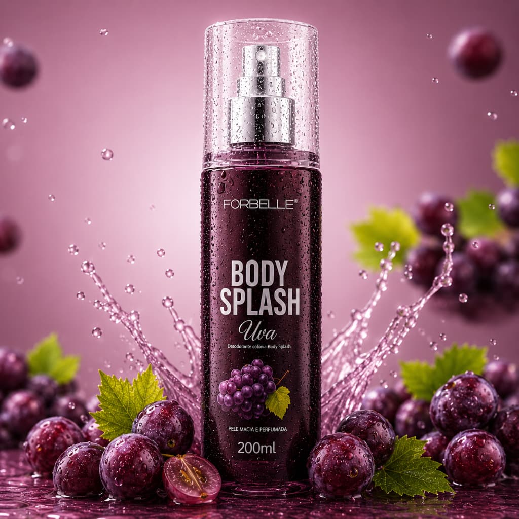 Body Splash Desodorante Colônia Uva Forbelle 200ml com Spray