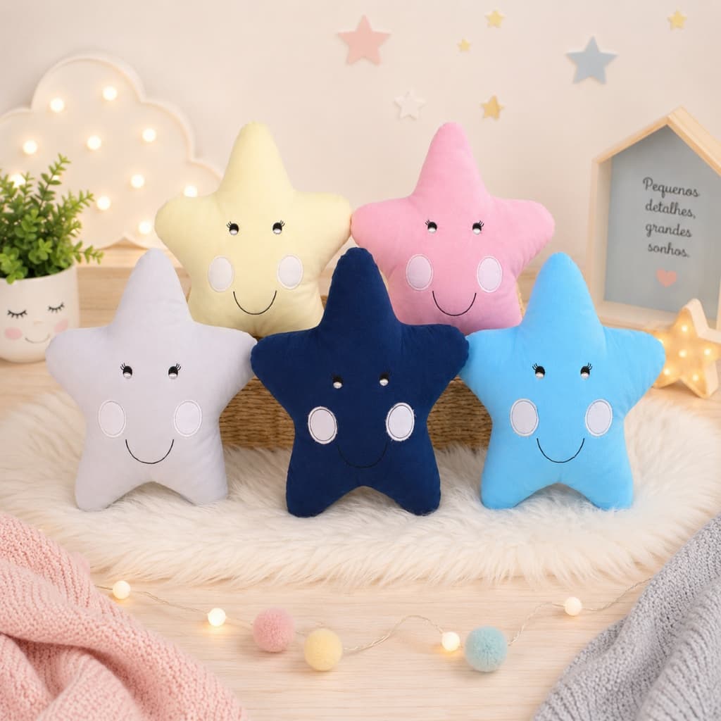 ALMOFADA ESTRELA Para Quarto de Bebê Menino Menina 01 Peça - Diversas Cores