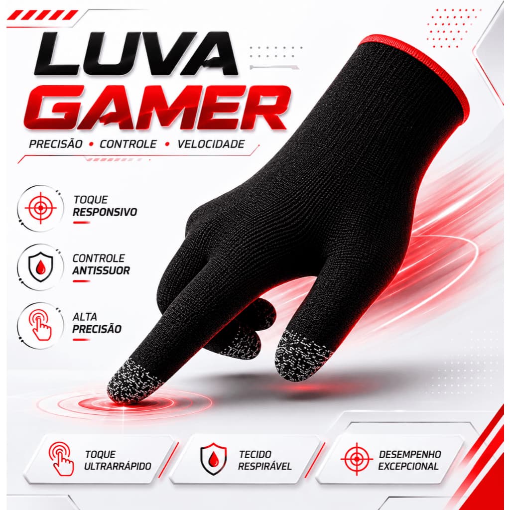 Luva Gamer mão para jogar free fire pubg call of duty anti suor - tamanho único
