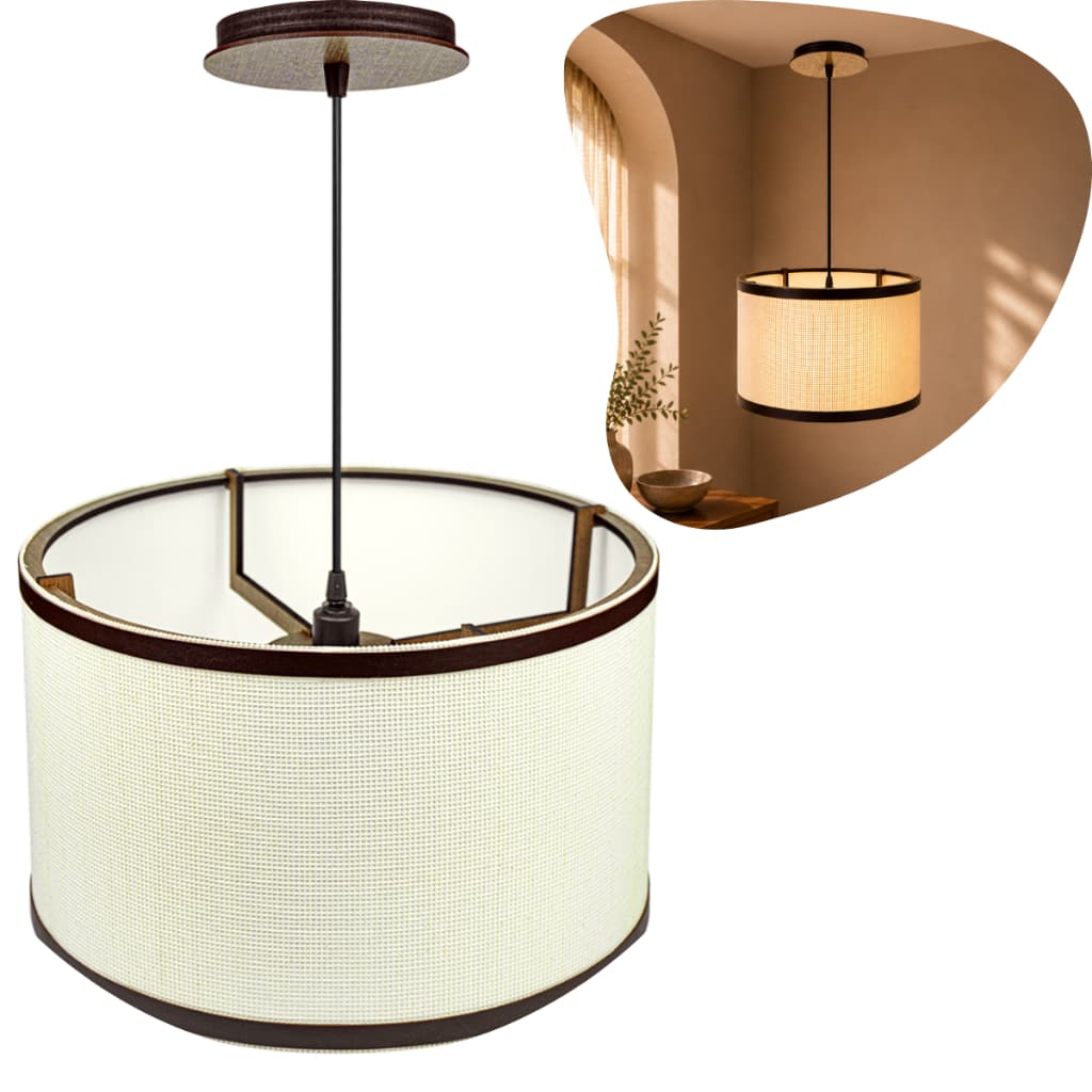 Lustre Cúpula Teto Bella 30x19 Cm Pendente Madeira Mdf | Decoração Casa Rústica - Fio 1 Metro 110/220V