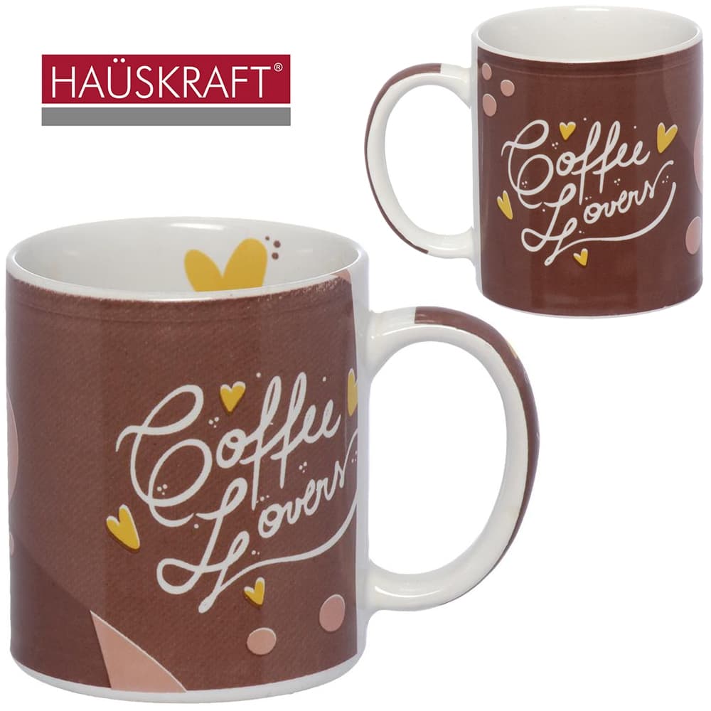 CANECA DE PORCELANA COFFEE LOVERS HAUSKRAFT 330ML