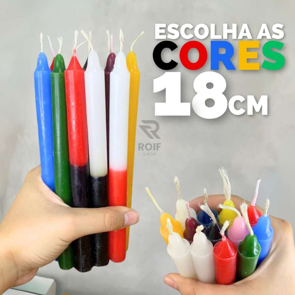 Caixa de Vela Tradicional 18cm Bicolores Colorida E Branca Umbanda Monte seu Kit