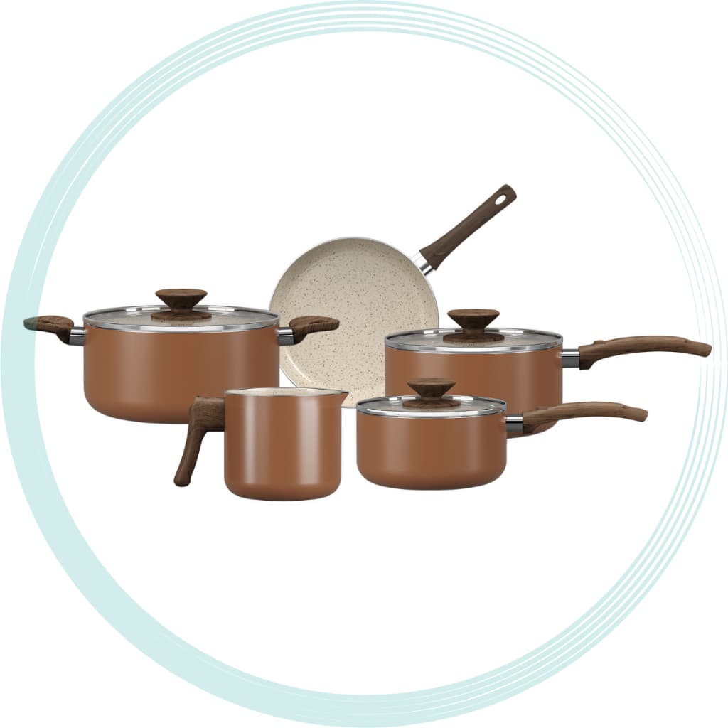 Conjunto De Panelas Jogo 5 Peças Antiaderente Cerâmica Brinox Primea