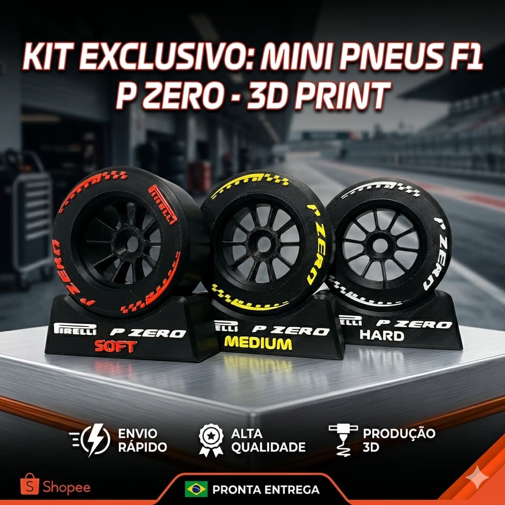 Miniatura Pneu F1 Pirelli P Zero Colecionável Unidade Ou Kit Com 3 Decoração Geek Setup Gamer
