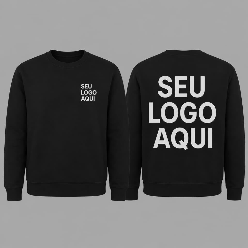 Moletom Gola Careca Personalizado Sua Arte Aqui | Estampa Exclusiva | Presente Criativo | Unissex Gola Redonda Sem Capuz