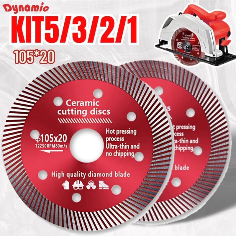 KIT 2/3/5 Disco de Corte Diamantado Porcelanato 105 mm x 20 mm 1,4mm Super Fino Disco de Corte Porcelanato