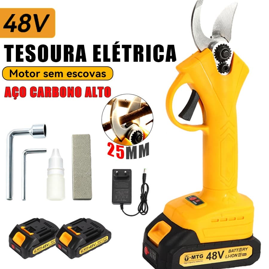 48V Completo de Tesoura de Podar Elétrica Profissional com 2 Baterias e Estojo Rígido