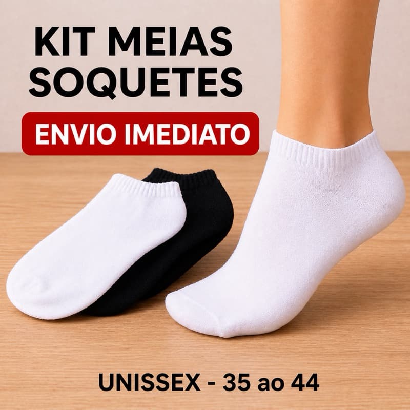 Kit até 12 Pares De Meias Soquete Unissex Feminina Masculina Meia Cano Curto Meia de Algodão