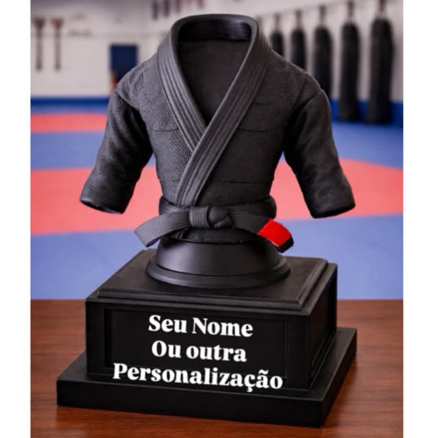 Troféu kimono personalizável 3D com 5 faixas removíveis judô jiu-jitsu karatê decoração ou premiação