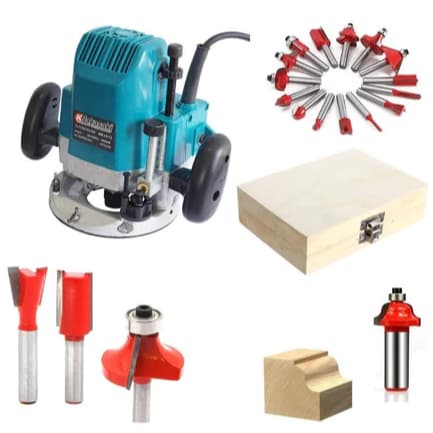 Tupia de Coluna Profissional NK 1600W 8mm e 12 mm + Kit Fresas Maleta 6mm 15 Peças