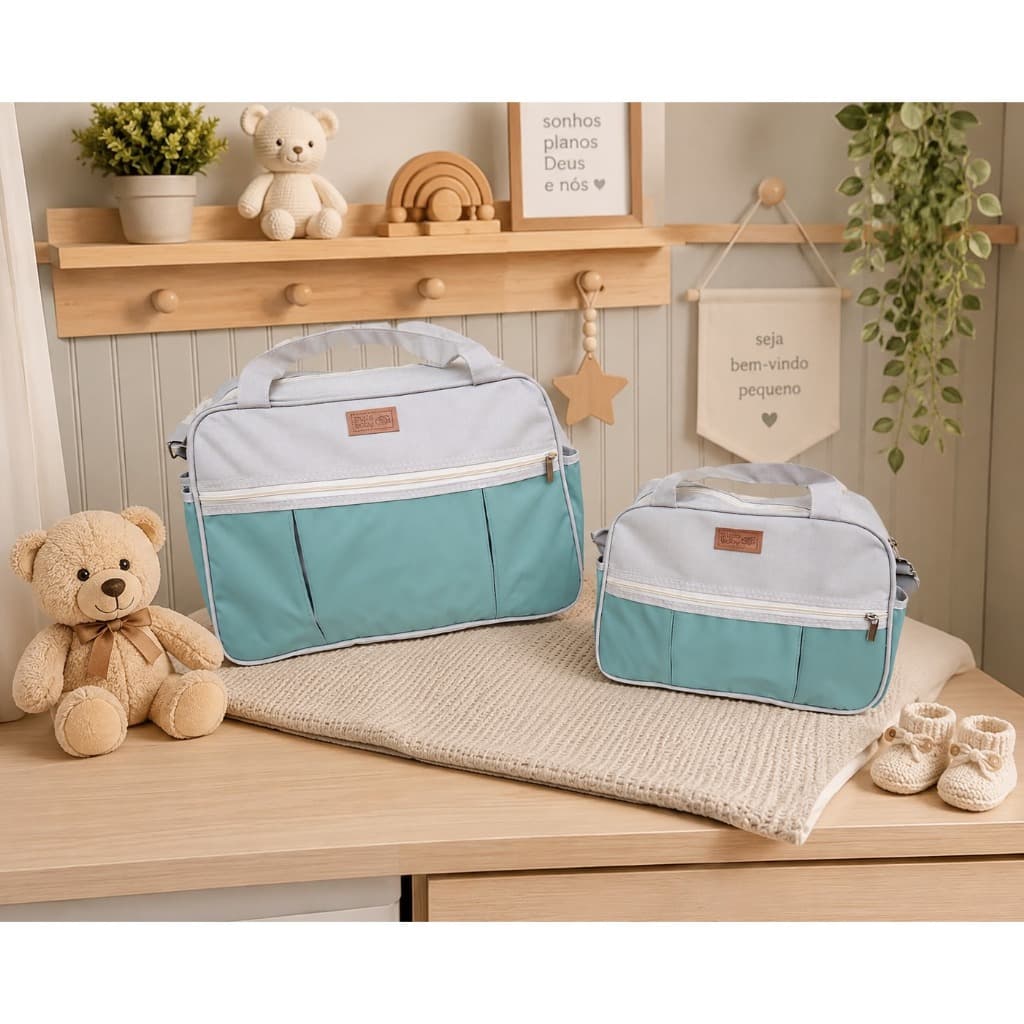 Kit Bolsa Maternidade Luxo Mescla Completo Mala E Frasqueira