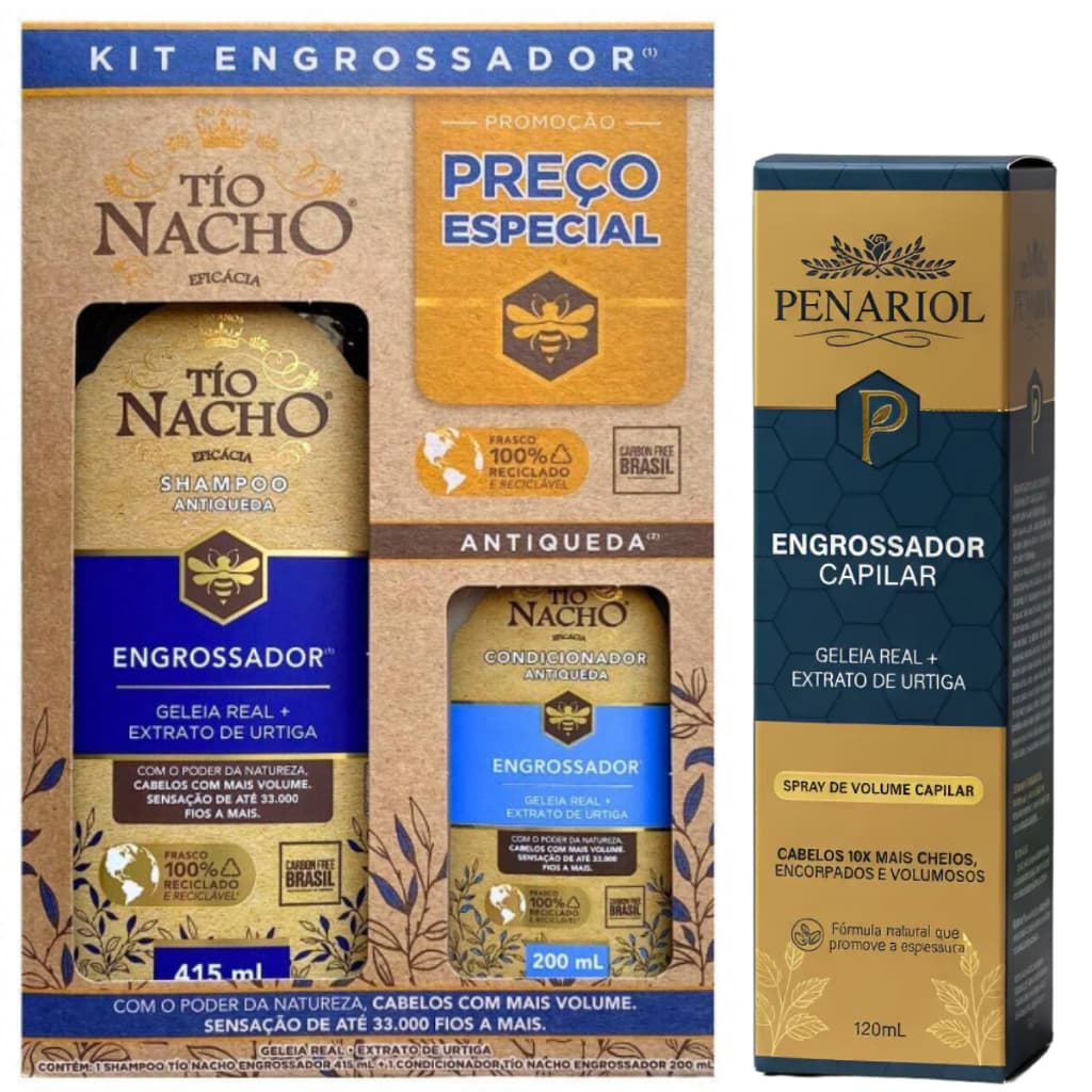 Tio Nacho Shampoo Condicionador Antiqueda  Spray Penariol Engrossador