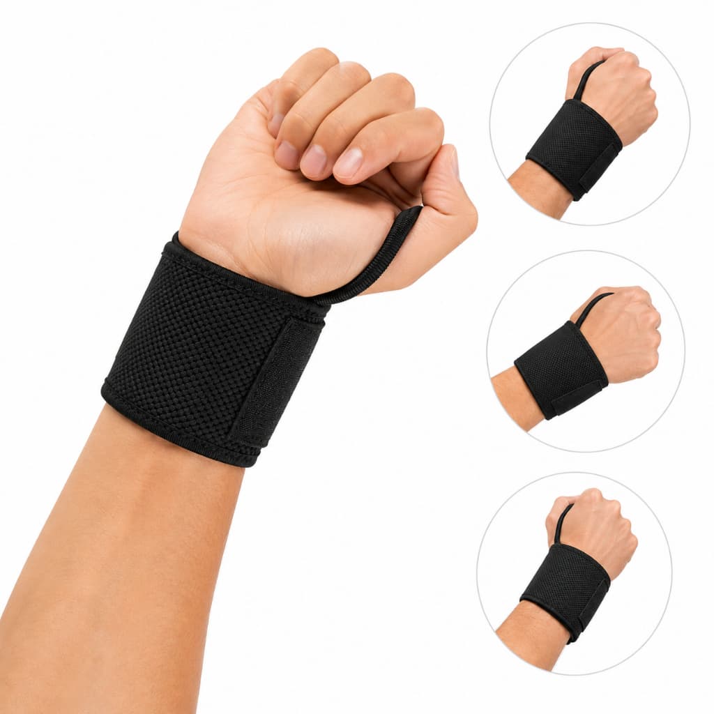 Munhequeira Esportiva Unissex Ajustável Preta Academia Cross Fit Compressão