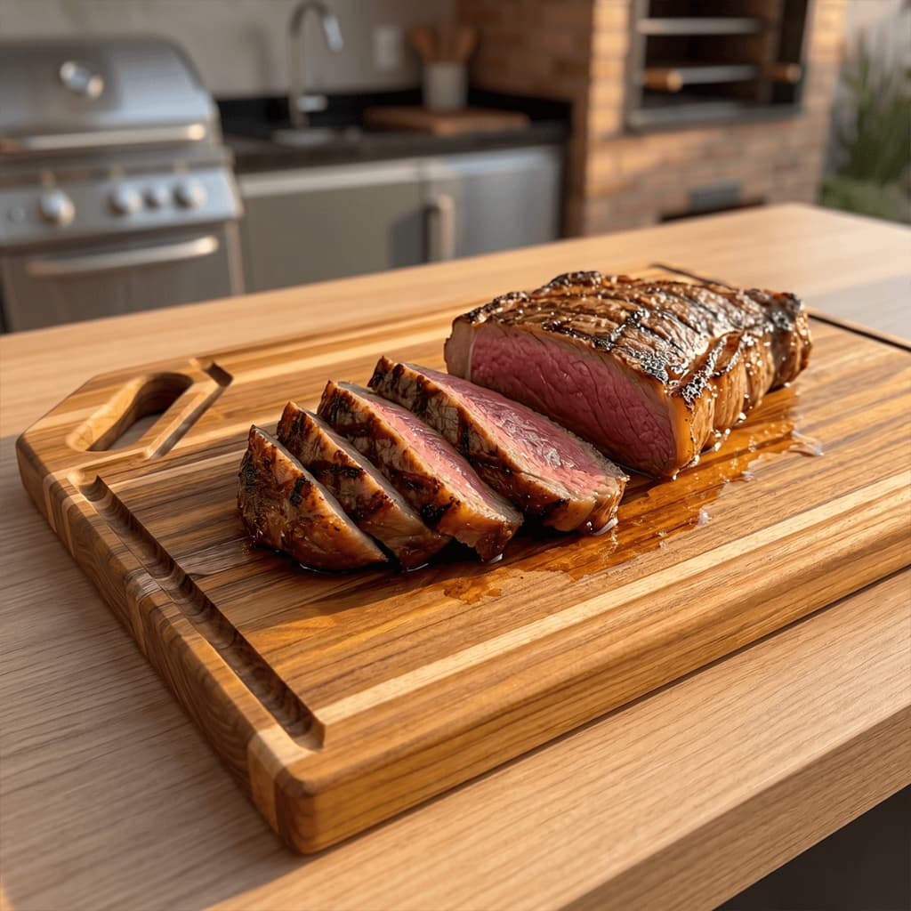 Tábua Corte Madeira Teca 60x40cm Teka 3cm Maciça Pegador Petisco Frios Churrasco Grande
