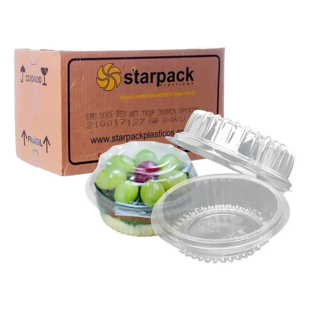 Embalagem para Doce Redondo tampa articulada 170ml P640 para Bolos Tortas Mousses Sobremesas