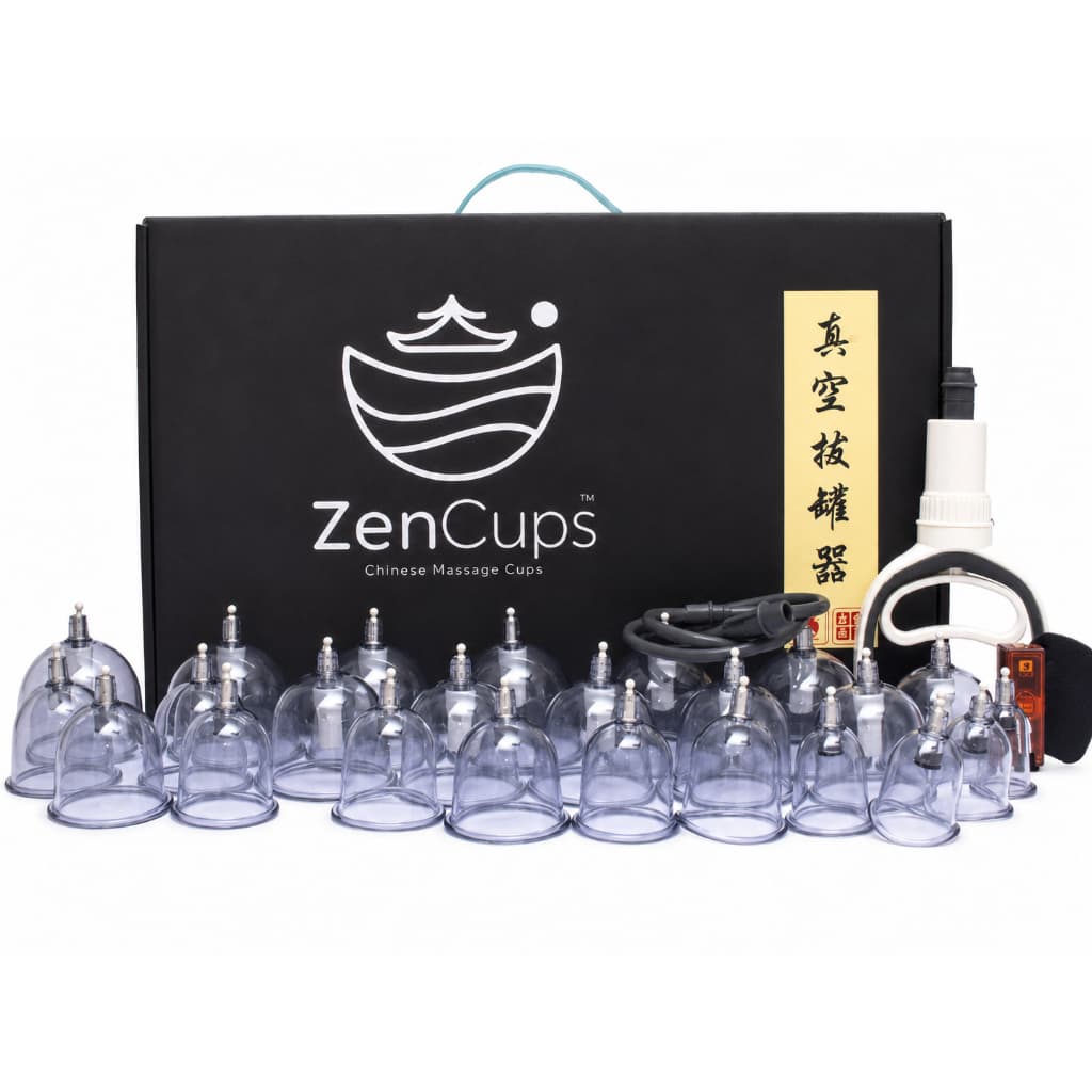 kit Ventosas Premium Maleta 24 Copos Ventosaterapia ZENCups Acrilico Grosso Inquebravél