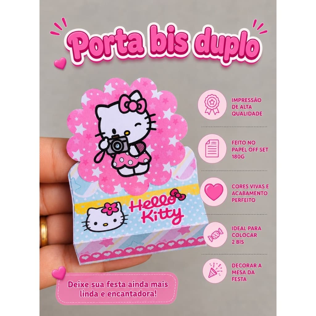 10 Porta bis duplo HELLO KITTY - Lembrancinha de festa infantil.