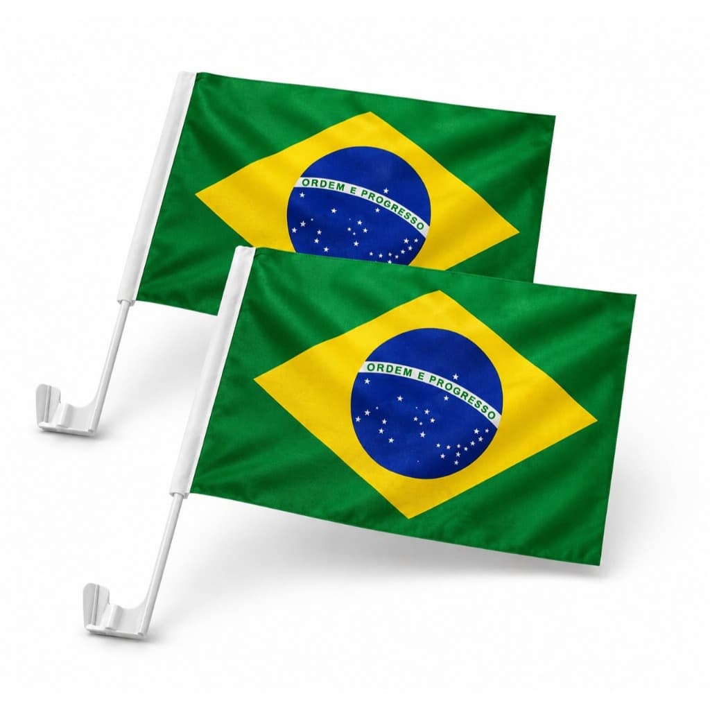 Kit 2 Bandeirinha Grande Torcida Brasil Tecido Vidro De Carro Copa