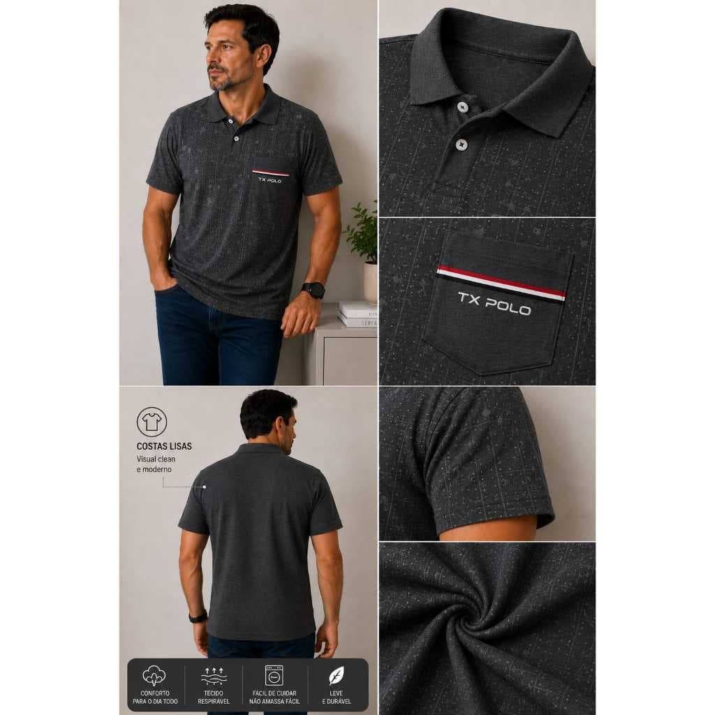 Gola Polo com Bolso camiseta masculina
