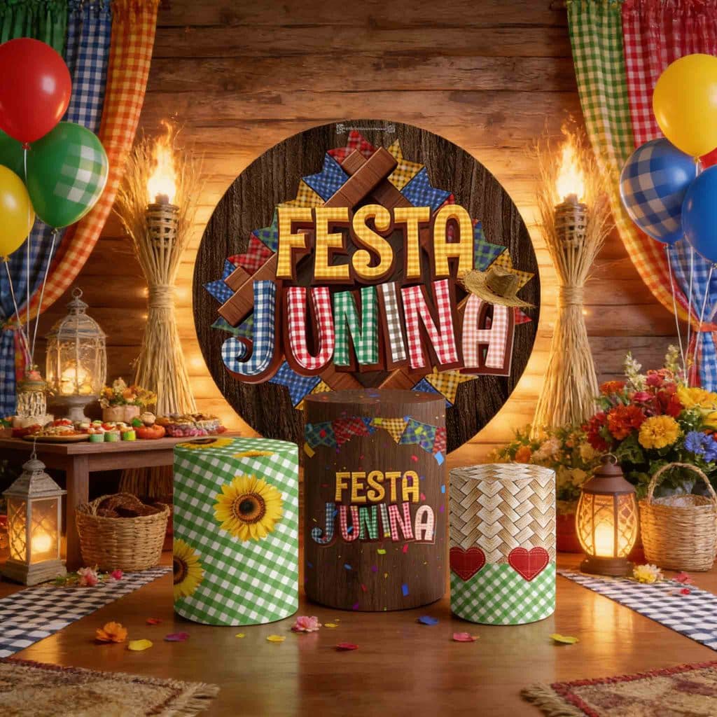 Kit Trio Capa de Cilindro Capa de Painel Junina Arraiá