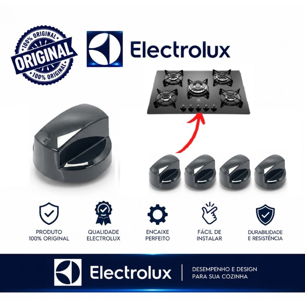 Botão Manipulo Preto fogão Para Cooktop Eletrolux 1/2/3/4/5 Gc60v Gc75v