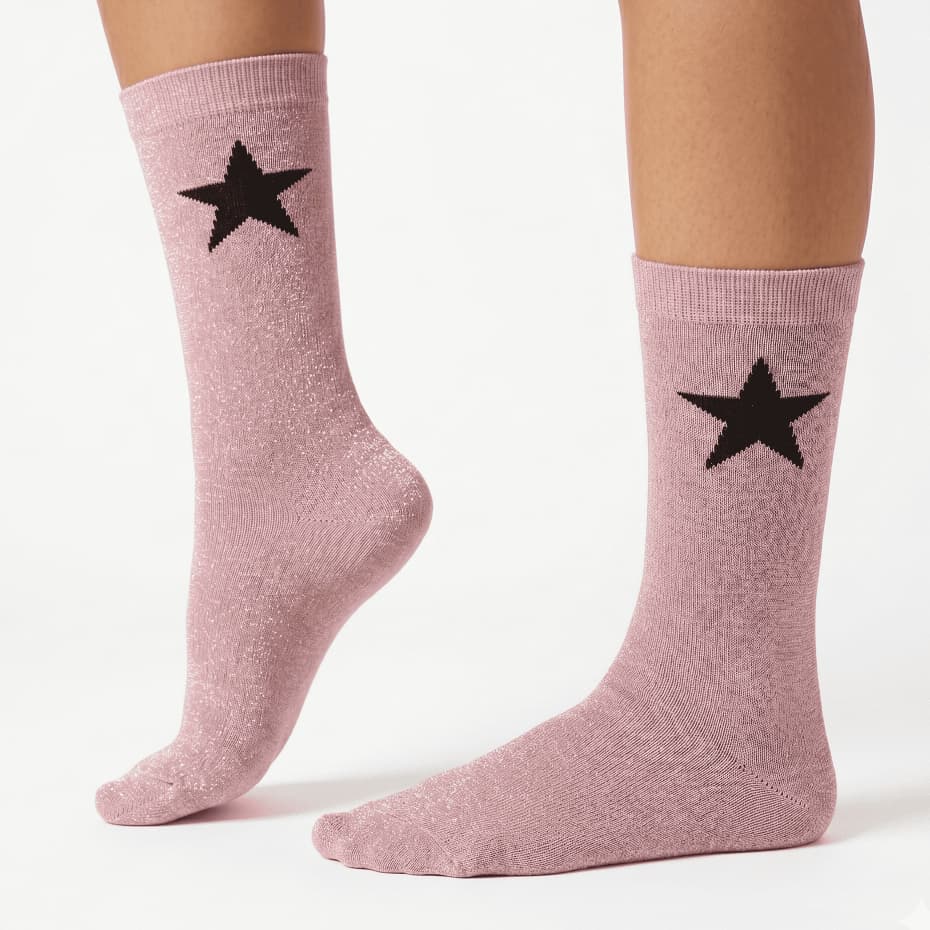 Meias Infantil Feminina Geek Brilho Cano Médio Algodão Conforto Premium Estampas Glitter