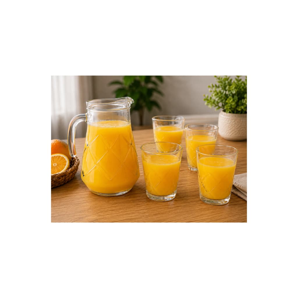 Kit Jarra Vidro 1,5L Com 4 Copos Transparente