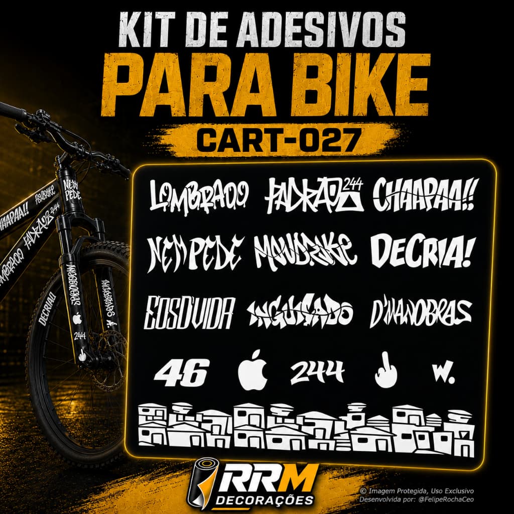 Kit Adesivos Para Quadro De Bike Favelinha Aranha Grau Freestyle MTB BMX Decorativo